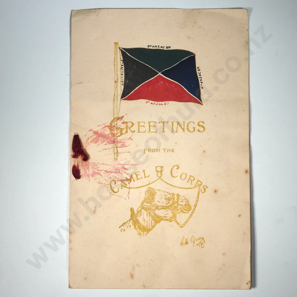 Scarce WW1 New Zealand Camel Corp Greeting Card from Palestine 22/1/1918 Image 1++