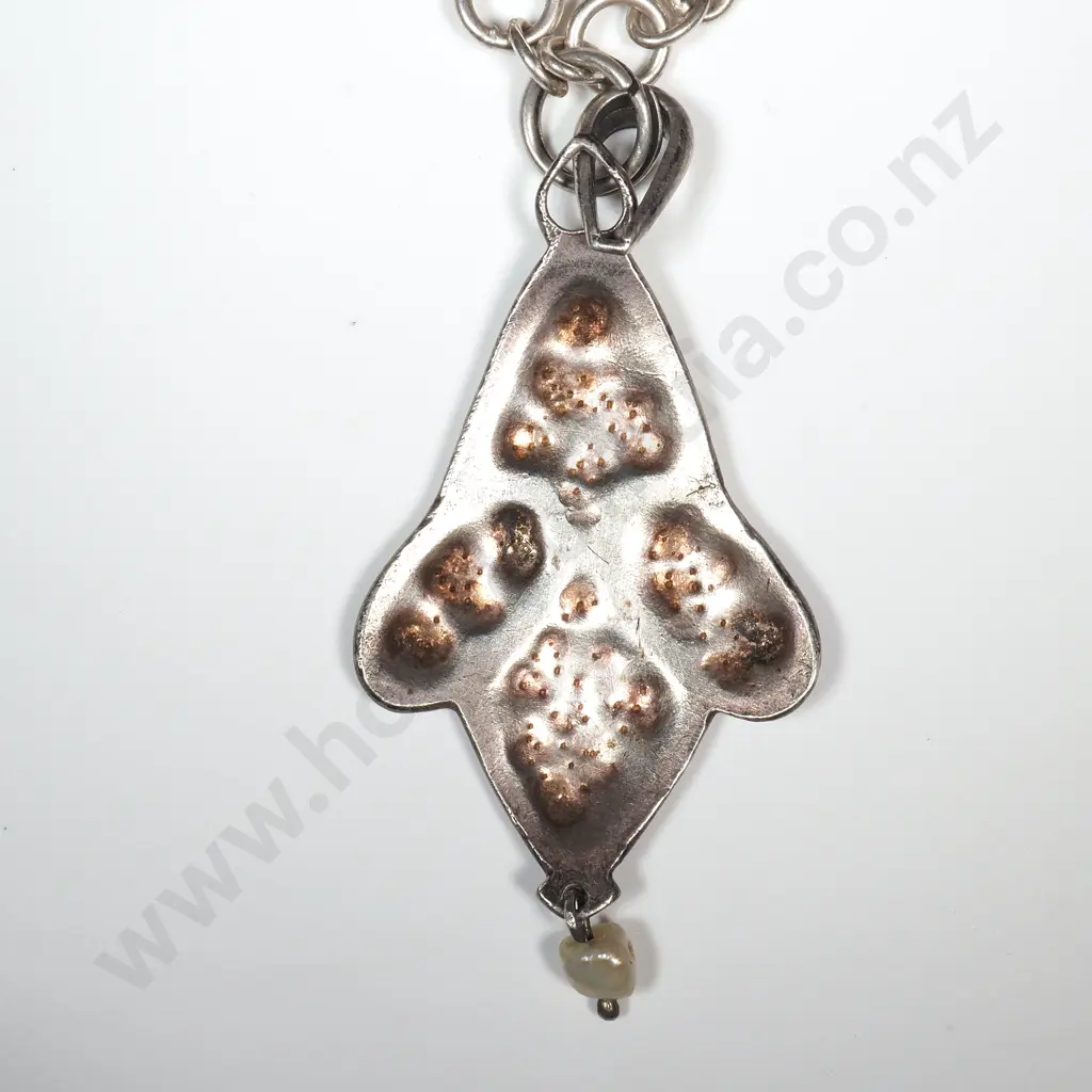 Exquisite Arts & Craft Sterling Silver Enamel Pendant - Likely Liberty & Co Image 1++