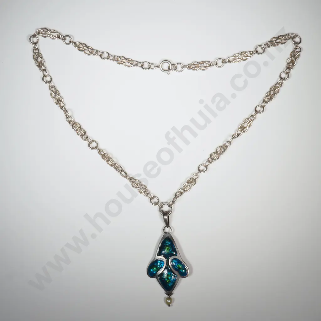 Exquisite Arts & Craft Sterling Silver Enamel Pendant - Likely Liberty & Co Image 1++