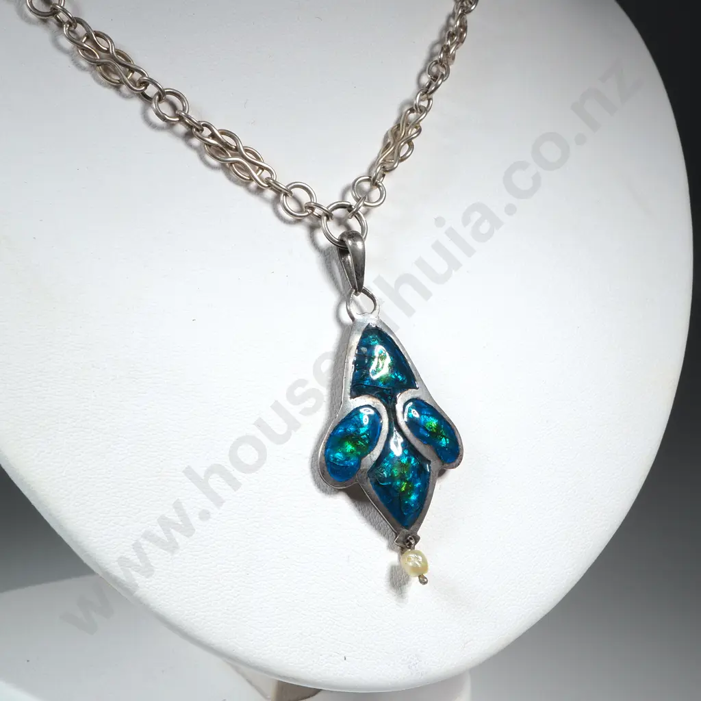 Exquisite Arts & Craft Sterling Silver Enamel Pendant - Likely Liberty & Co Image 1++