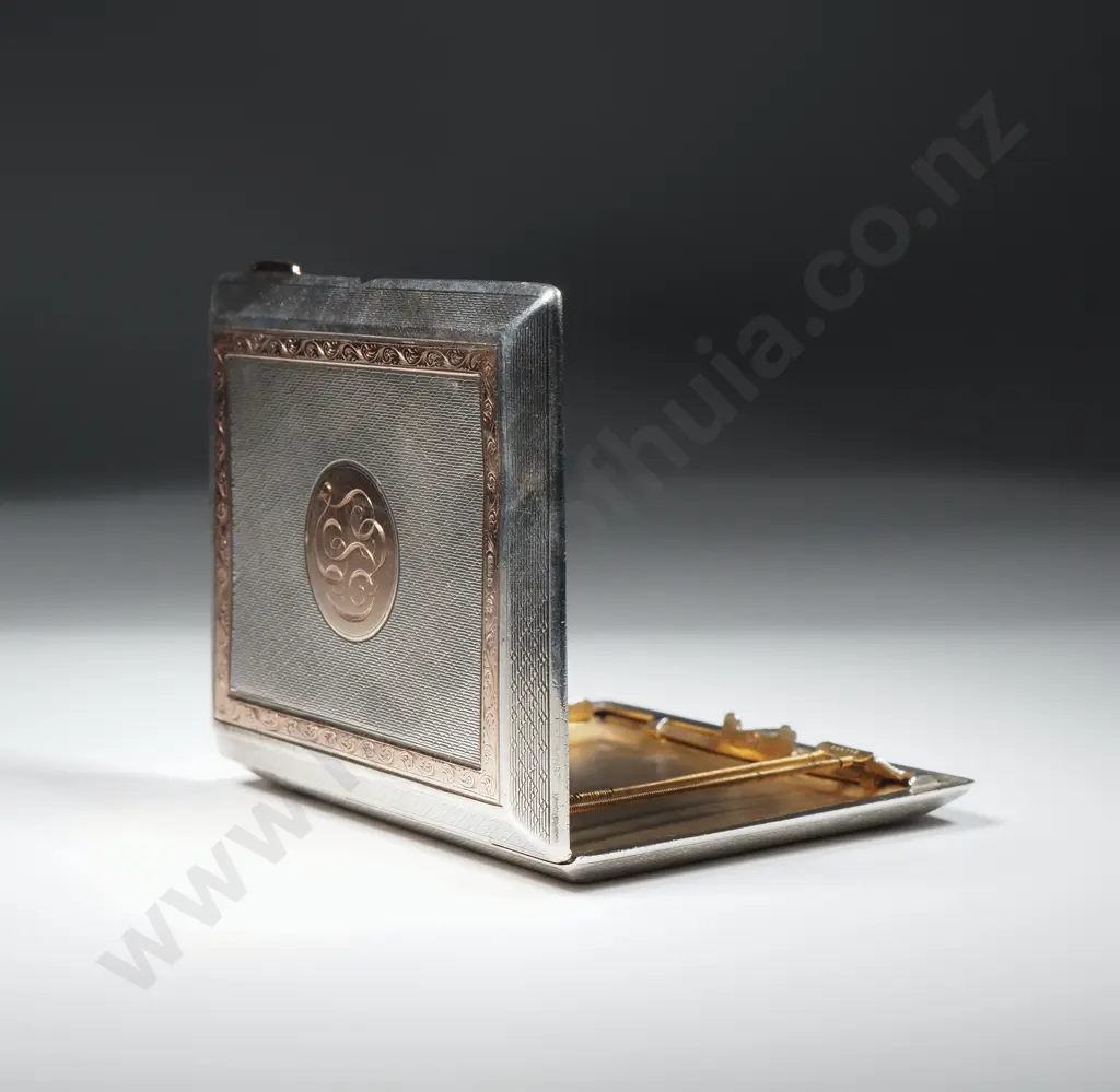 Sterling Silver & 9ct Gold Cigarette Case Image 1++