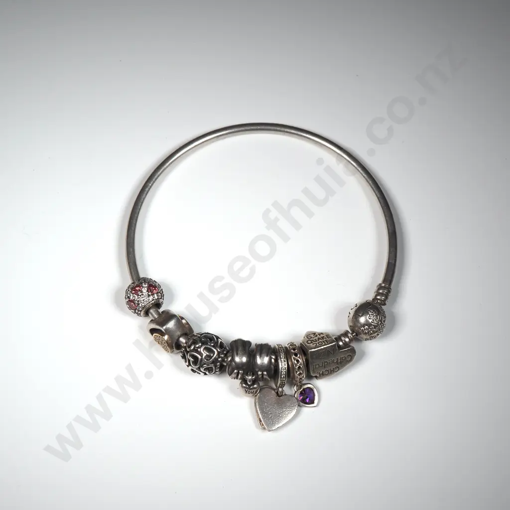 Sterling Silver Pandora Bracelet w Charms Image 1++