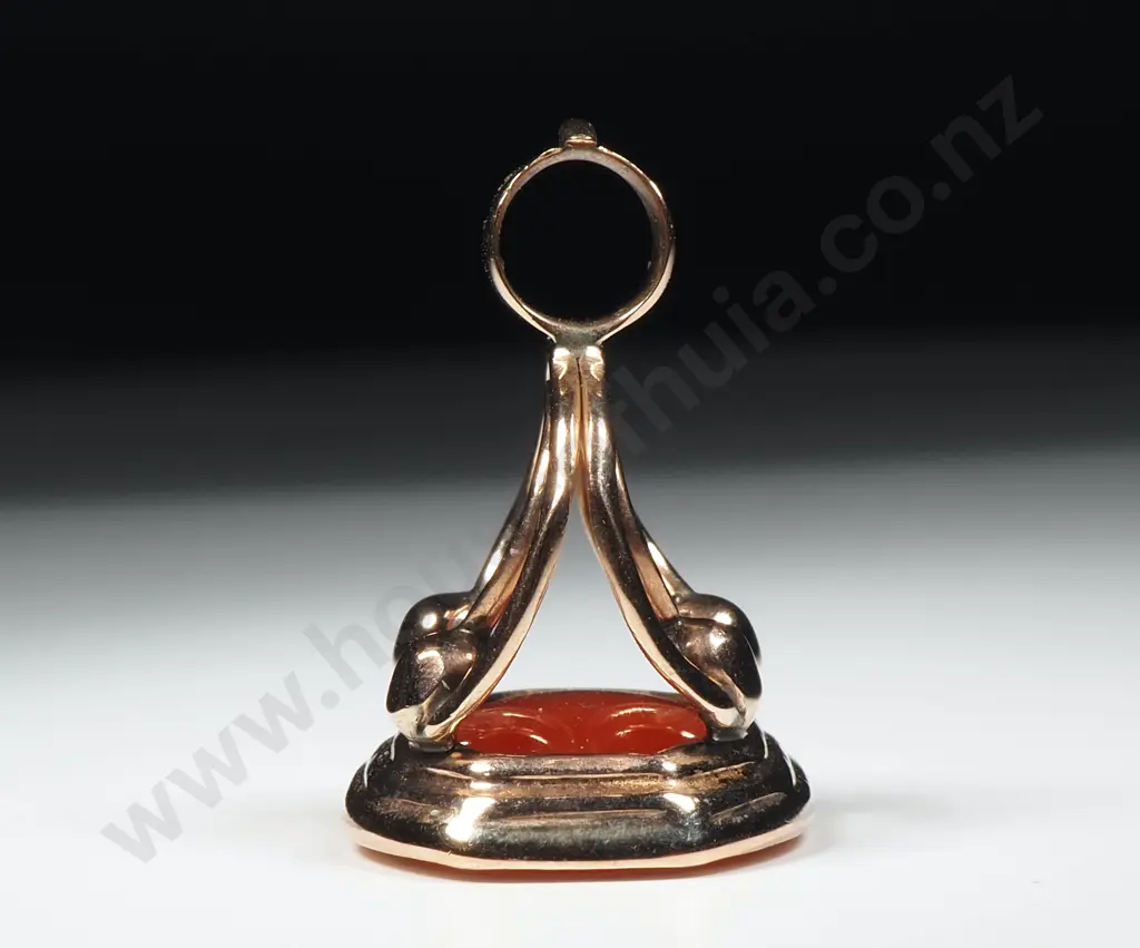 Antique 9ct Gold Carnelian Fob Seal Image 1++