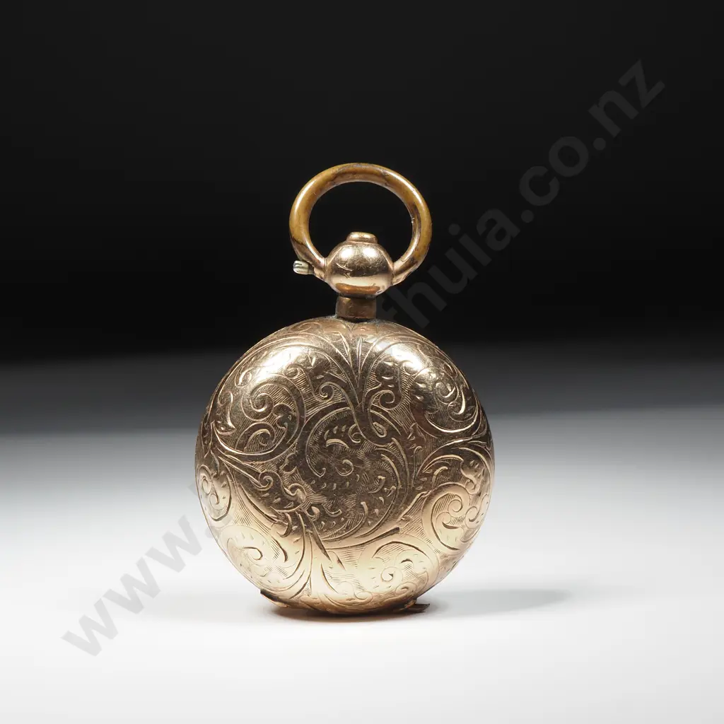 Gold Plate Denison & Co Sovereign Holder w All Over Scroll Decoration. Initialled  Image 1++