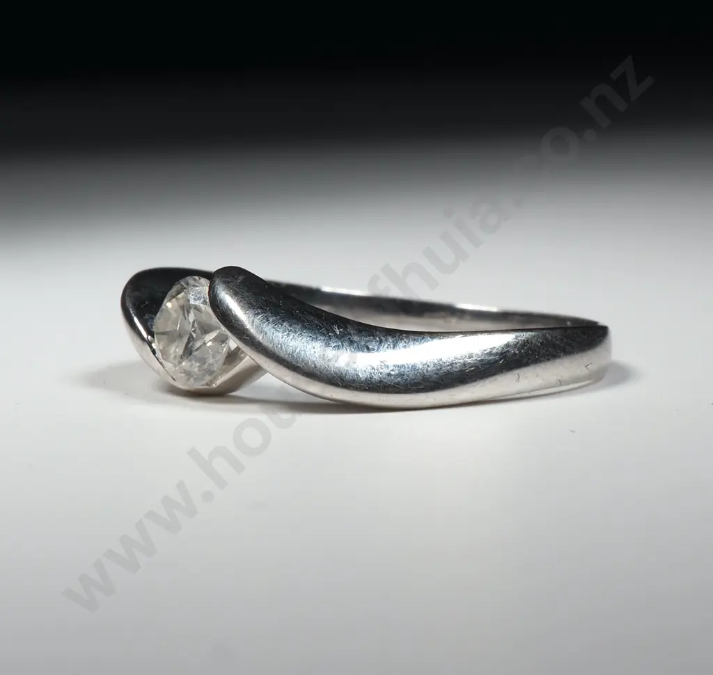 18ct White Gold Solitaire Diamond Ring w 0.37 Carat Central Diamond Image 1++