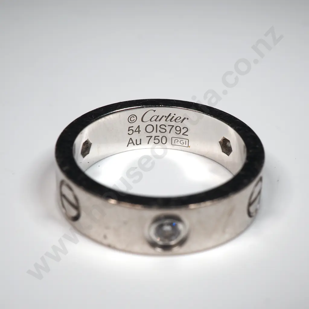 18ct White Gold Cartier Love Ring w Diamonds Image 1++