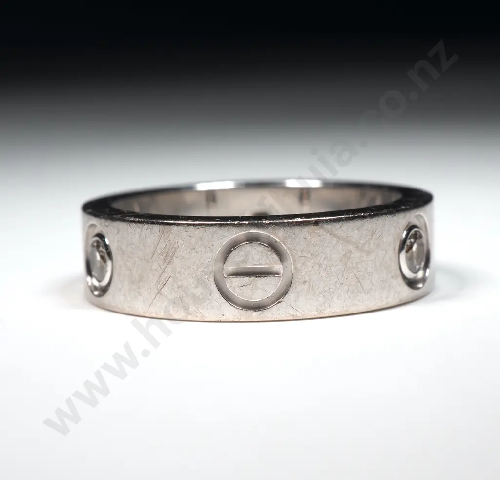 18ct White Gold Cartier Love Ring w Diamonds Image 1++