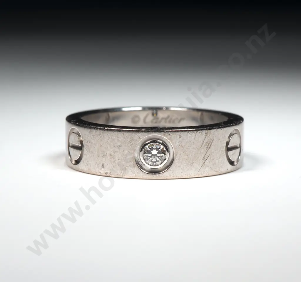 18ct White Gold Cartier Love Ring w Diamonds Image 1++