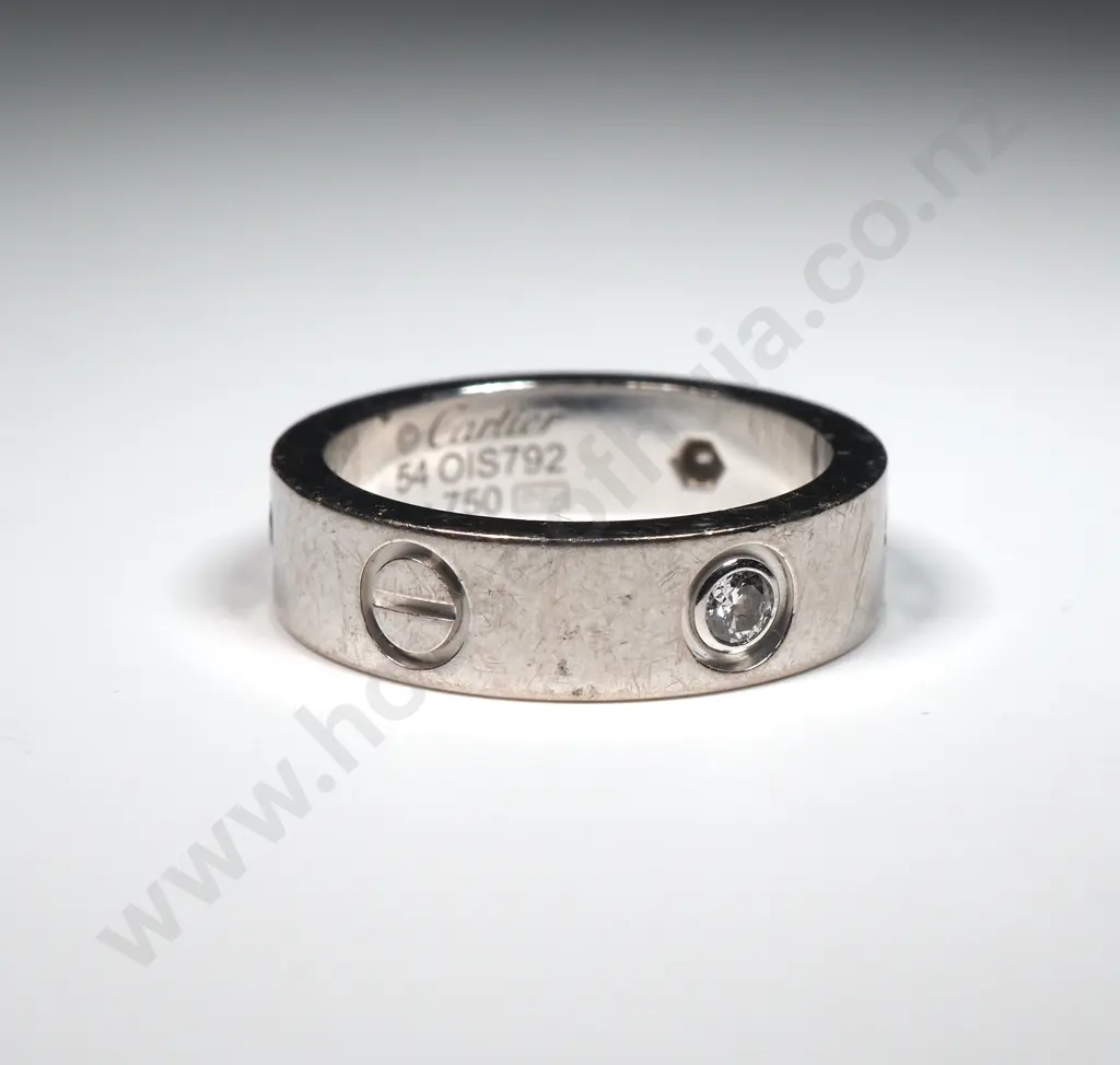 18ct White Gold Cartier Love Ring w Diamonds Image 1++