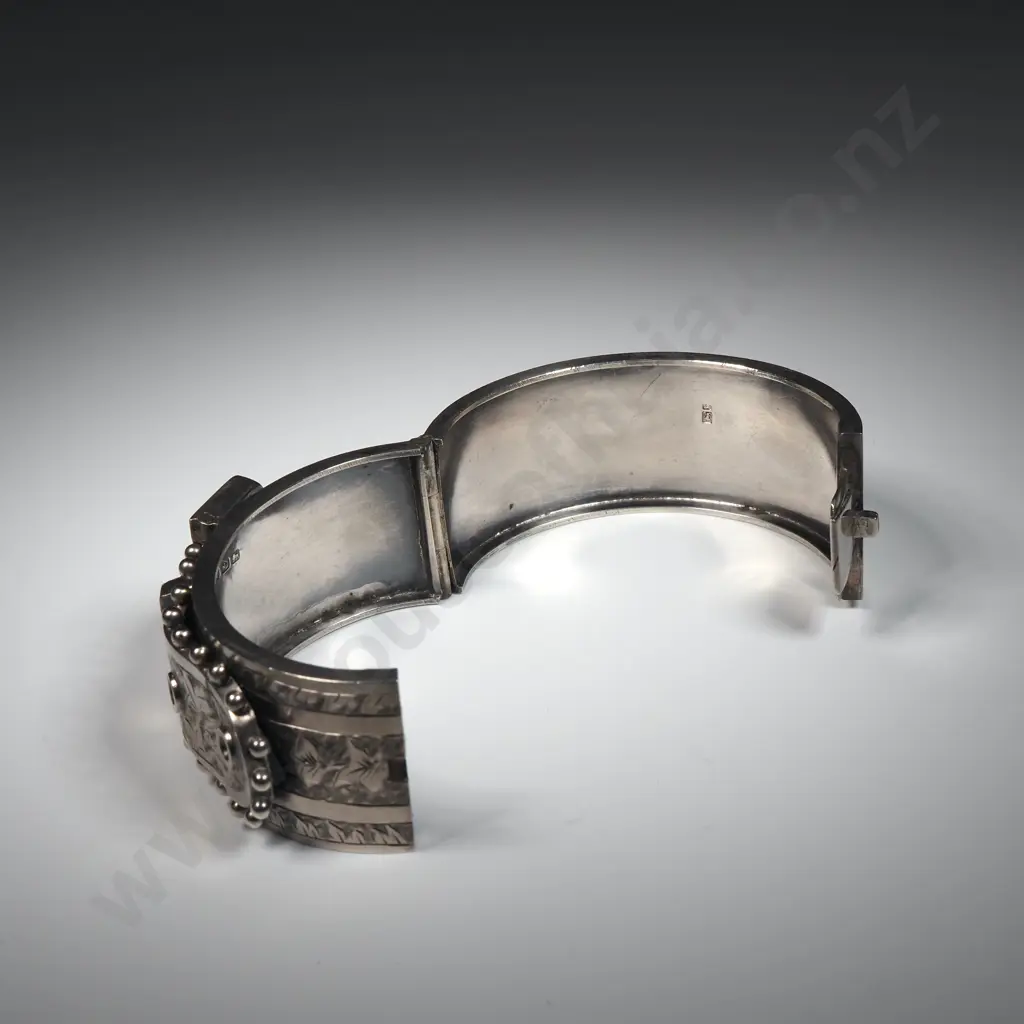 Antique Sterling Silver Hinged Buckle Bracelet Image 1++