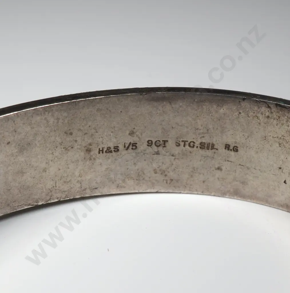 Sterling Silver 1/5 9ct Gold Hinged Bangle Image 1++