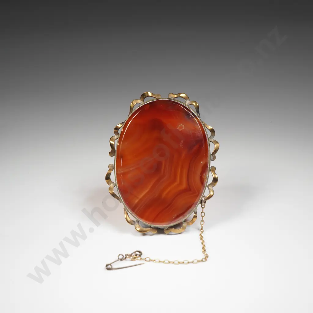 Rolled Gold Agate Brooch Image 1++