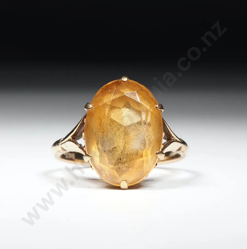 9ct Gold Yellow Stone Ring Image 1++
