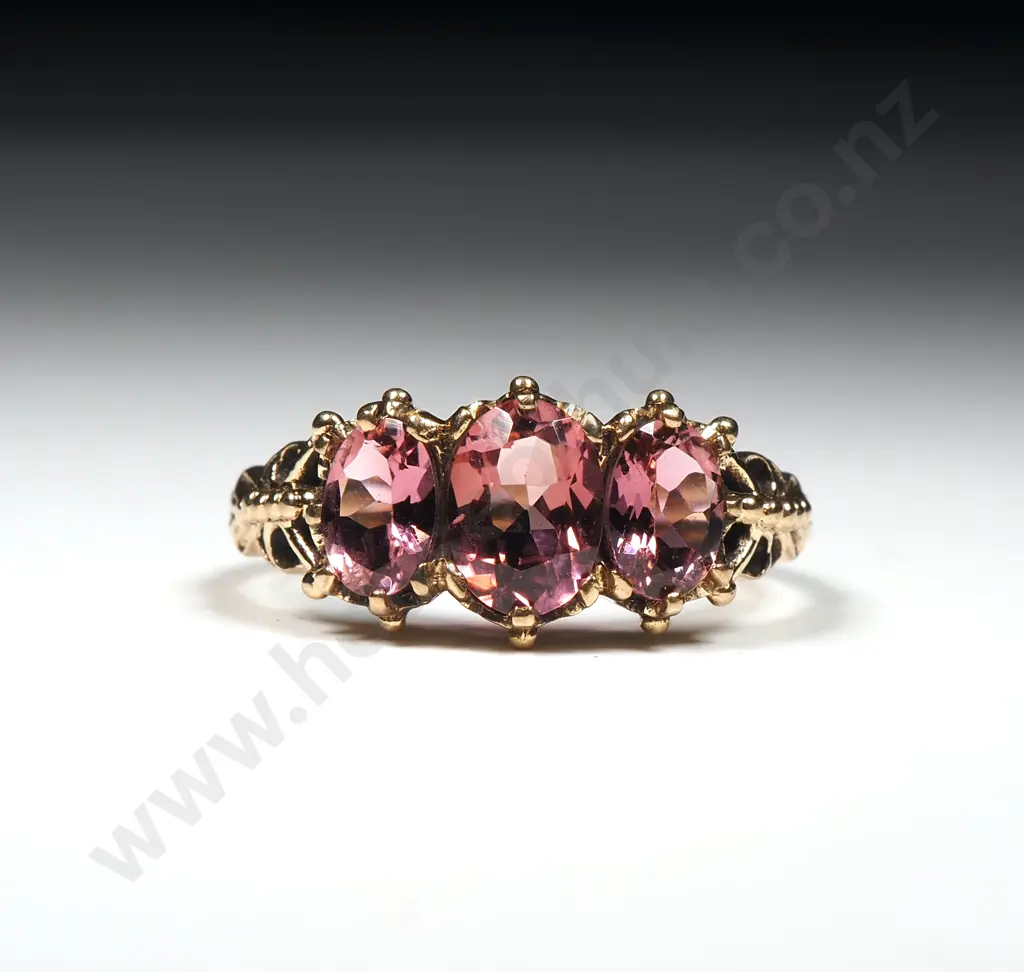 Vintage 9ct Gold Tourmaline Ring w English Hallmarks Image 1++