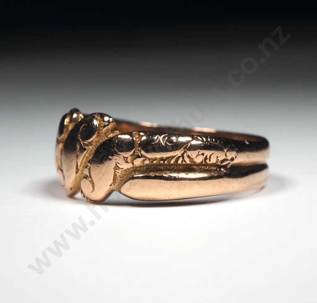 Victorian 9ct Gold Fancy Band w Crisp Hallmarks Image 1++