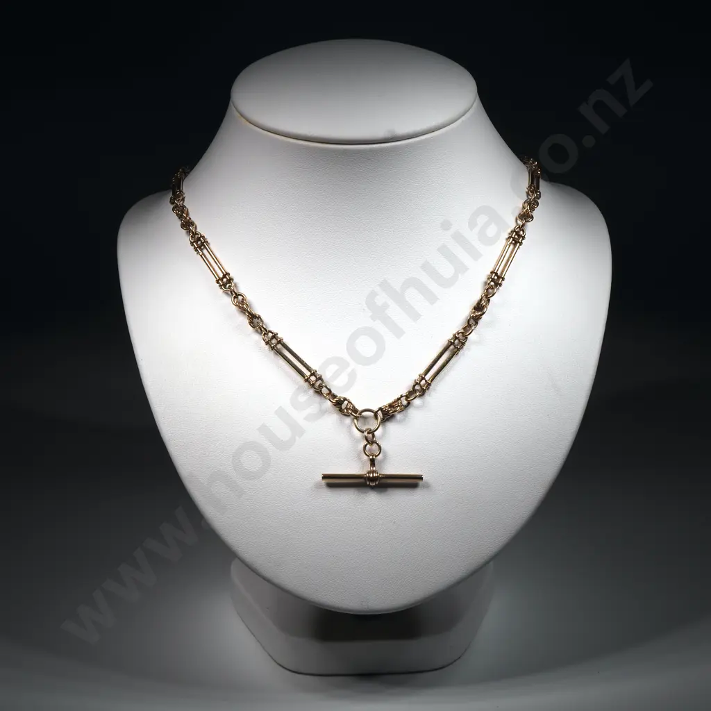 Substantial 9ct Gold Fob Chain w Prince of Wales Links Image 1++