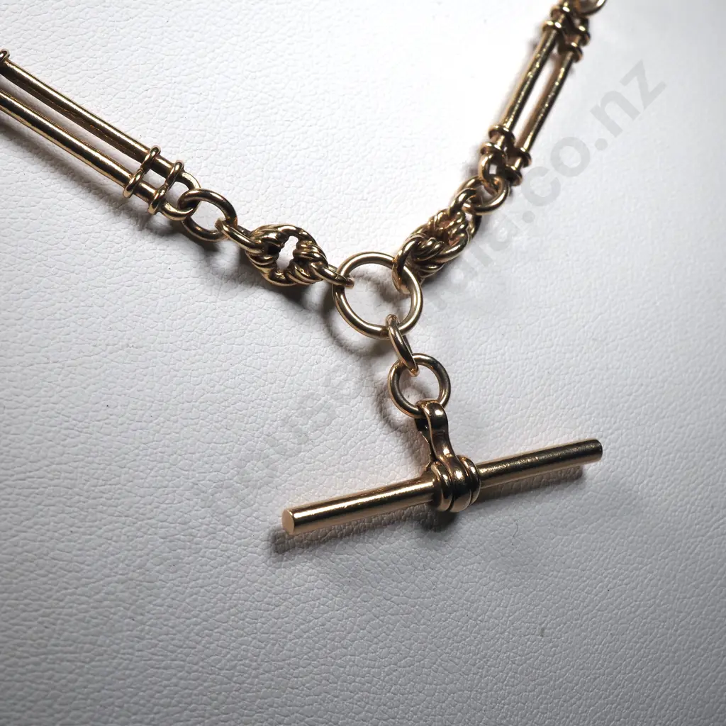 Substantial 9ct Gold Fob Chain w Prince of Wales Links Image 1++