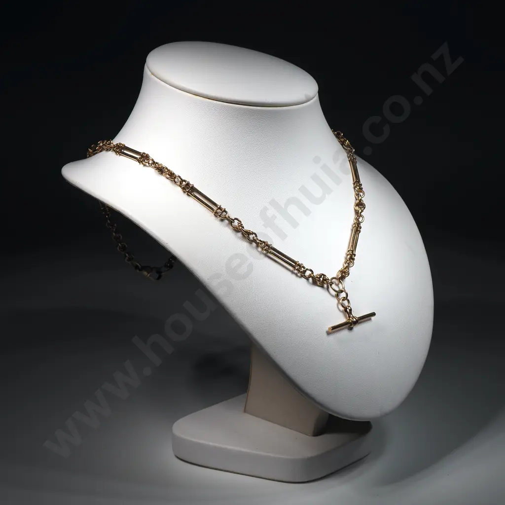 Substantial 9ct Gold Fob Chain w Prince of Wales Links Image 1++