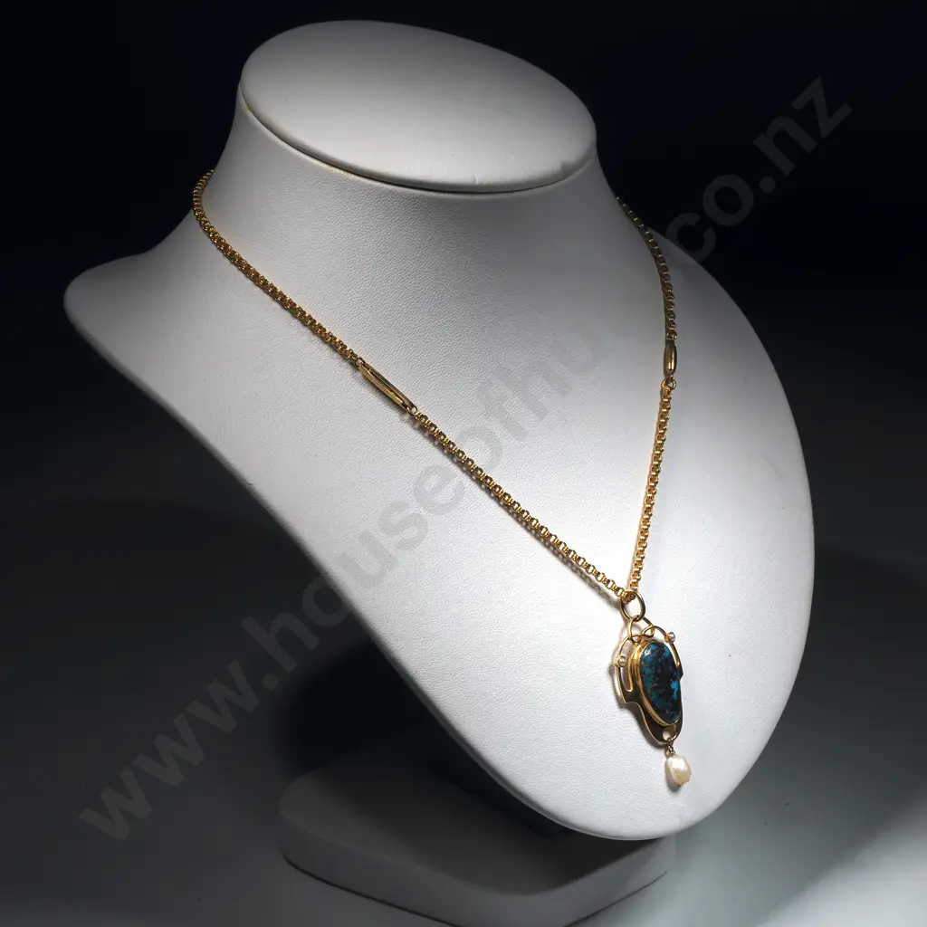 Exquisite Murrle Bennett 15ct Gold Necklace & Turqoise Pendant Image 1++