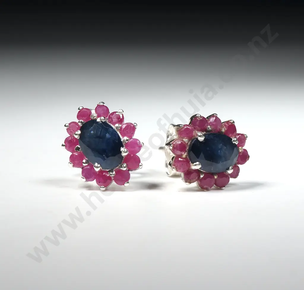 Sterling SIlver Ruby & Kyanite Earrings Image 1++
