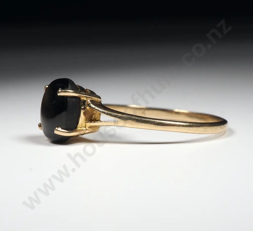 9ct Gold Mystic Black Stone Ring Image 1++