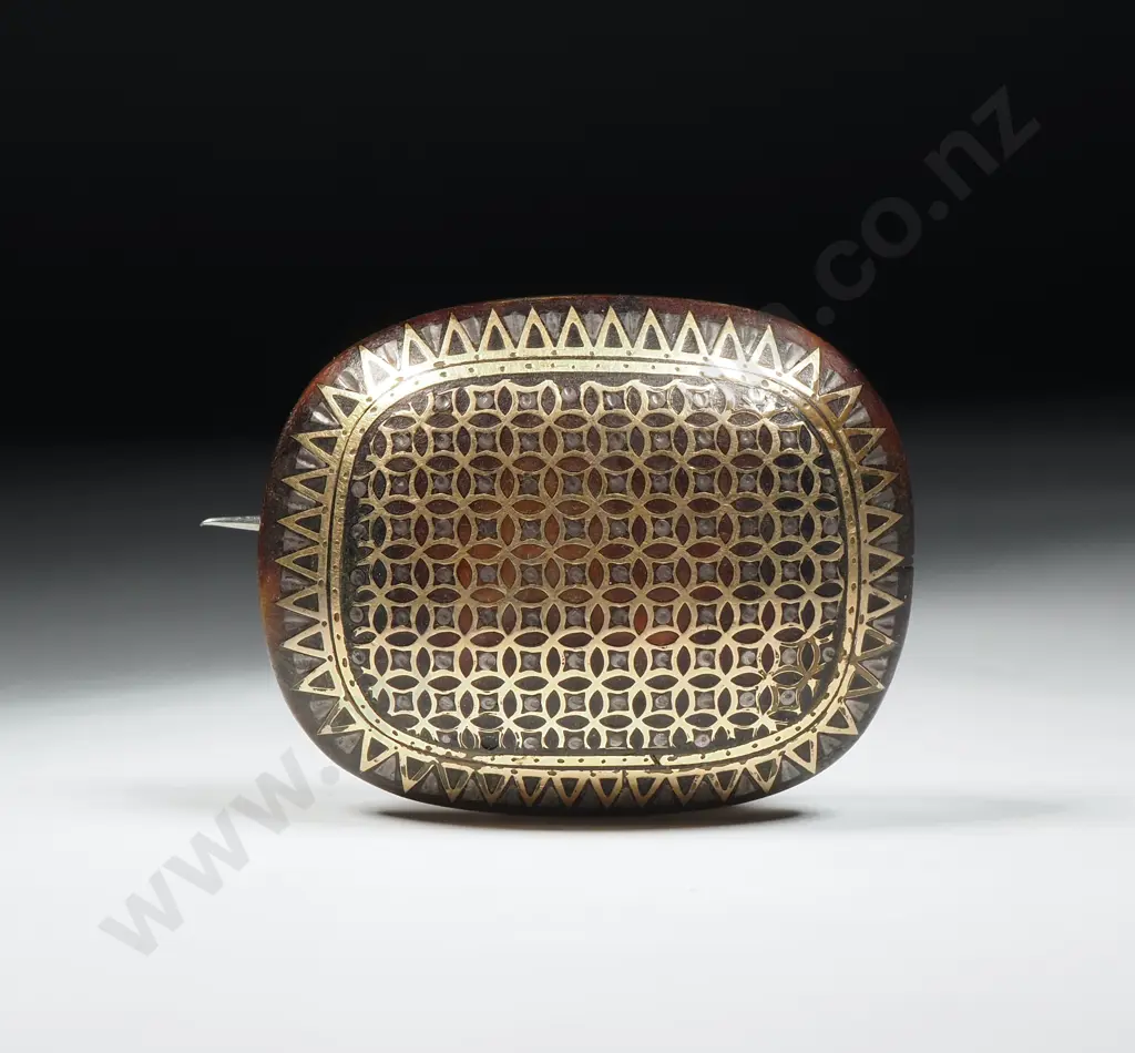 Antique Inlaid Gilt Brooch Image 1++