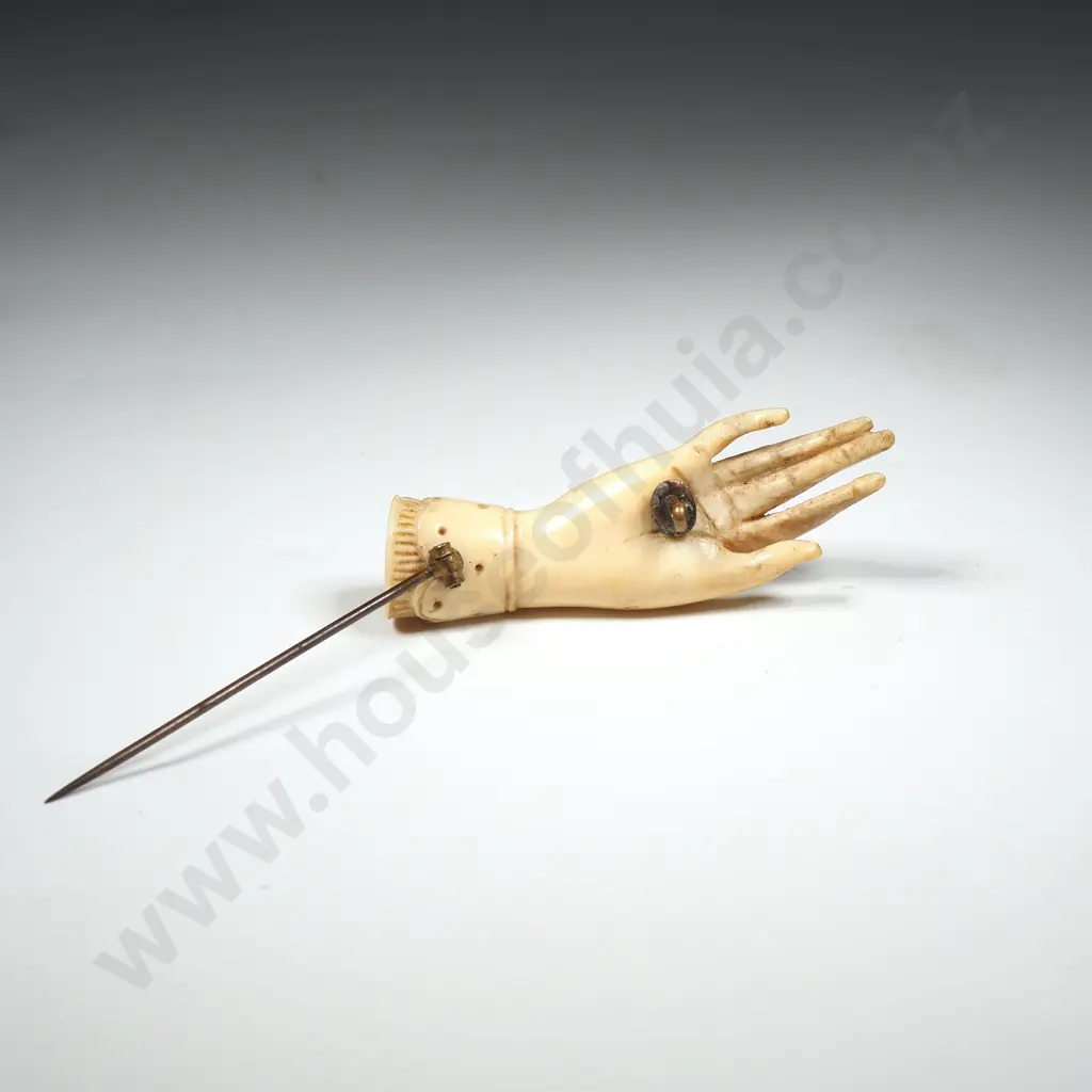 Antique Ivory Hand Brooch Image 1++