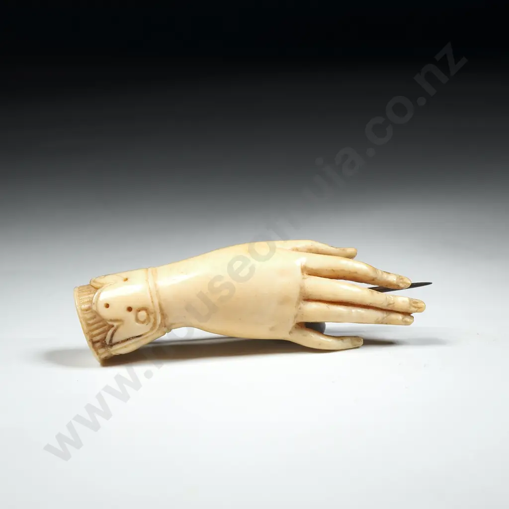 Antique Ivory Hand Brooch Image 1++