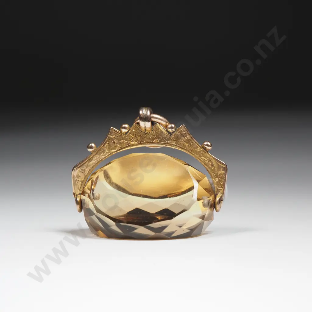 Antique 9ct Gold Citrine Fob Spinner  Image 1++