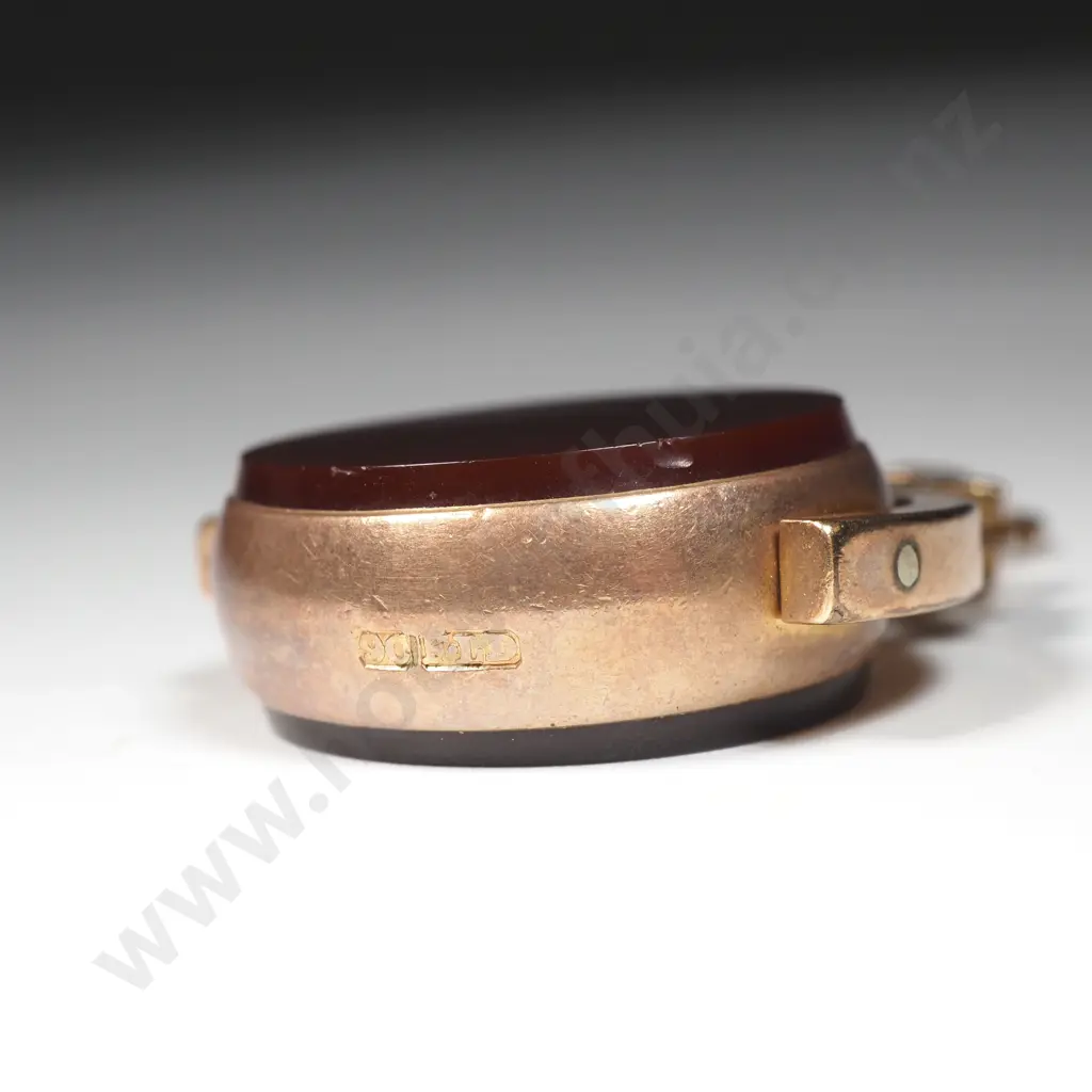 Impressive 9ct Gold Double Carnelian Spinner Pendant Image 1++