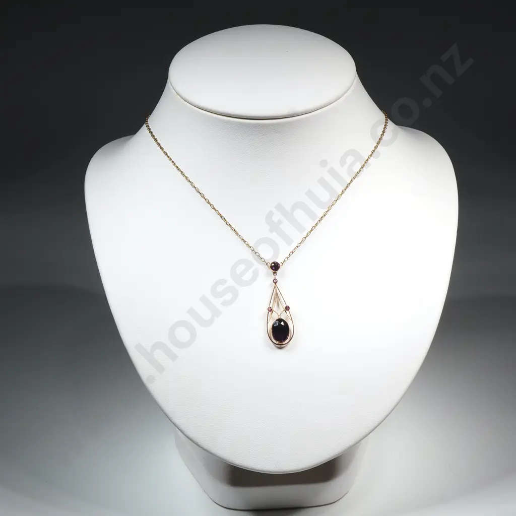 Antique Art Nouveau 9ct Gold Amethyst Set Necklace Image 1++