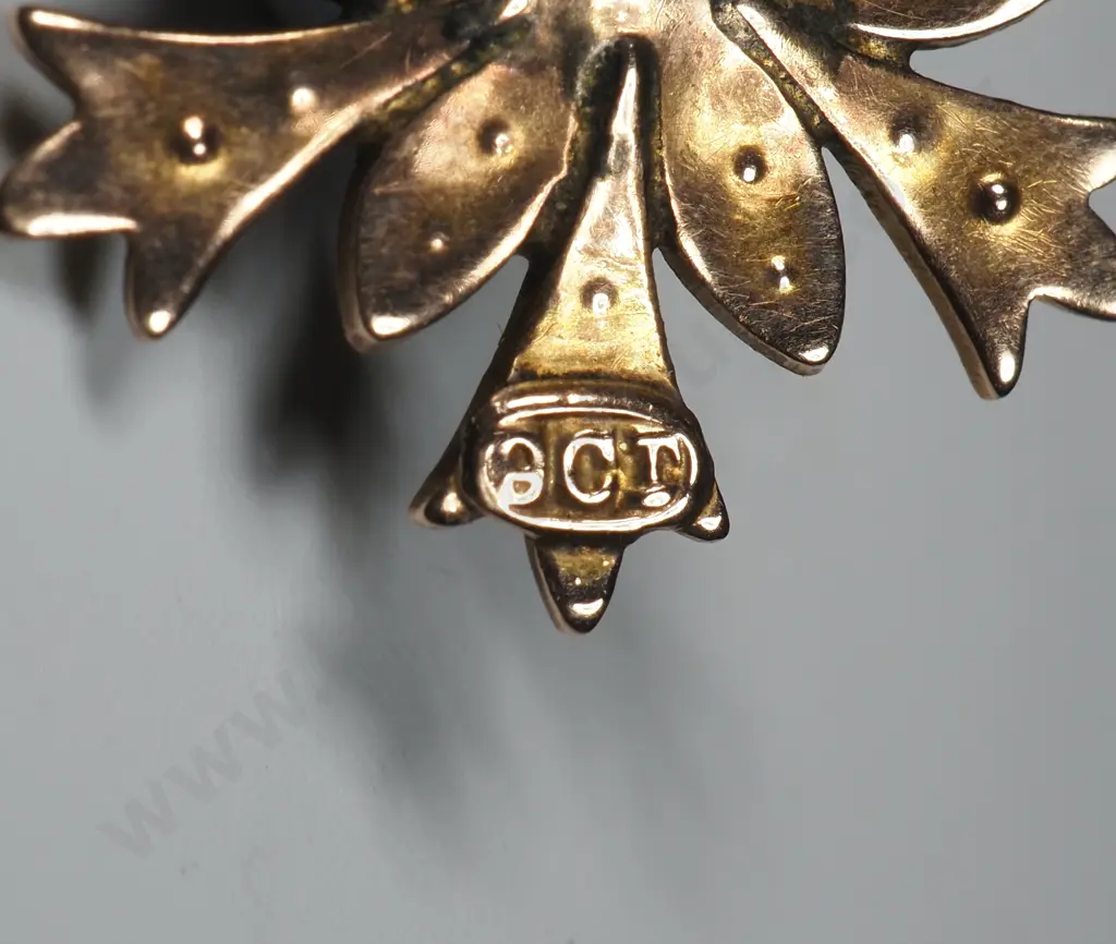 Antique 9ct Gold Red Stone & seed Pearl Pendant Image 1++