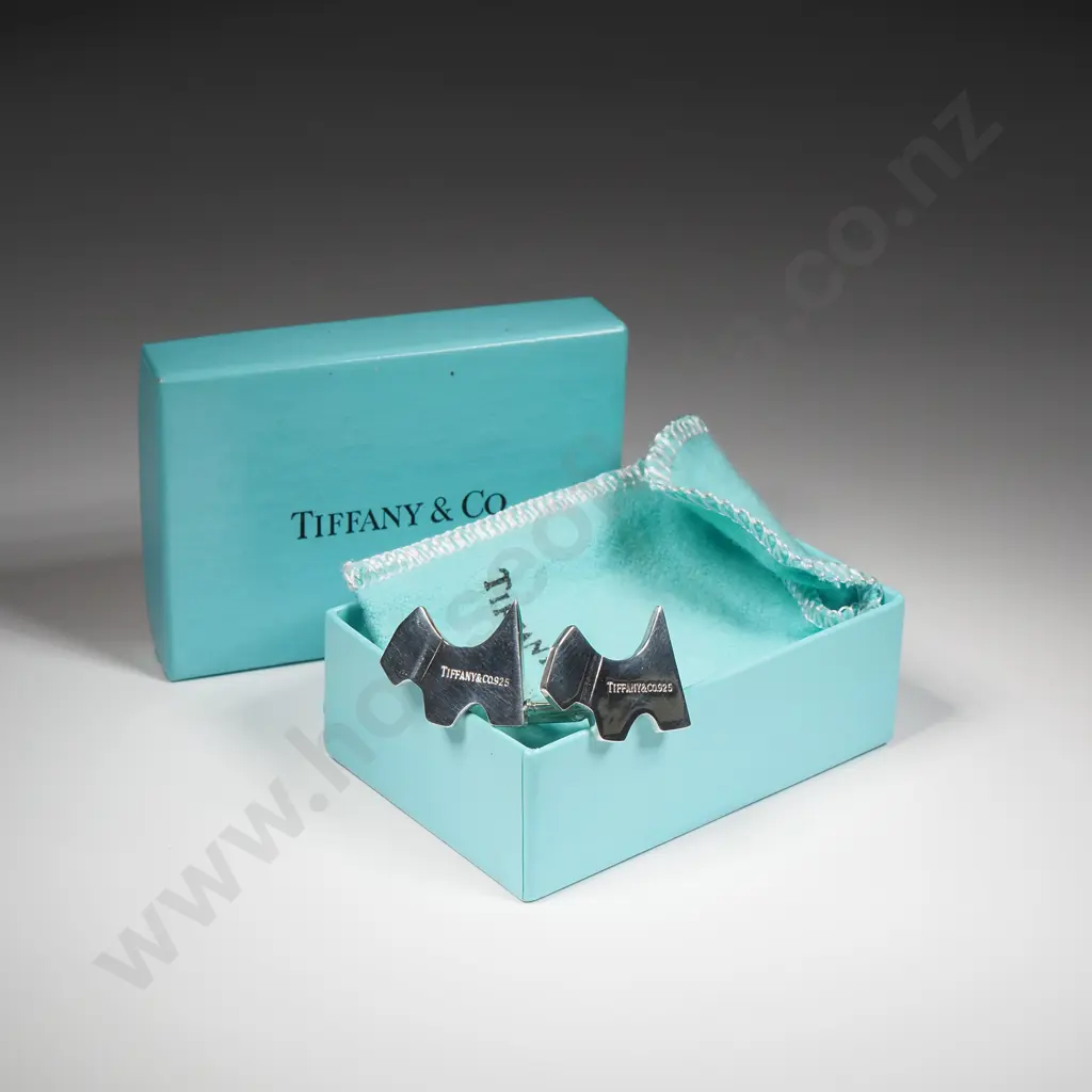 Tiffany & Co Sterling Silver Dog Cufflinks in Pouch & Box Image 1++