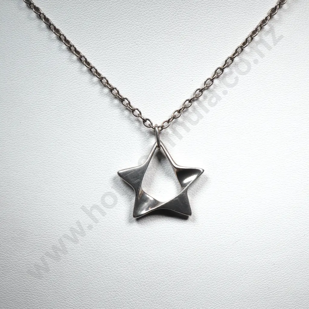 Sterling Silver Georg Jensen Pendant / Chain Necklace Image 1++