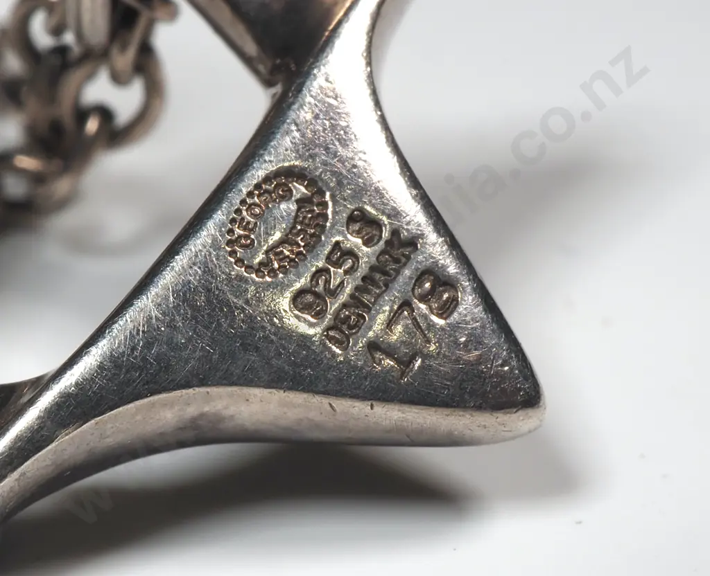 Sterling Silver Georg Jensen Pendant / Chain Necklace Image 1++