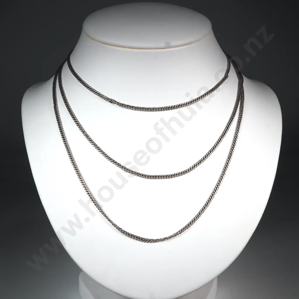 Sterling Silver Fancy Muff Chain Image 1++