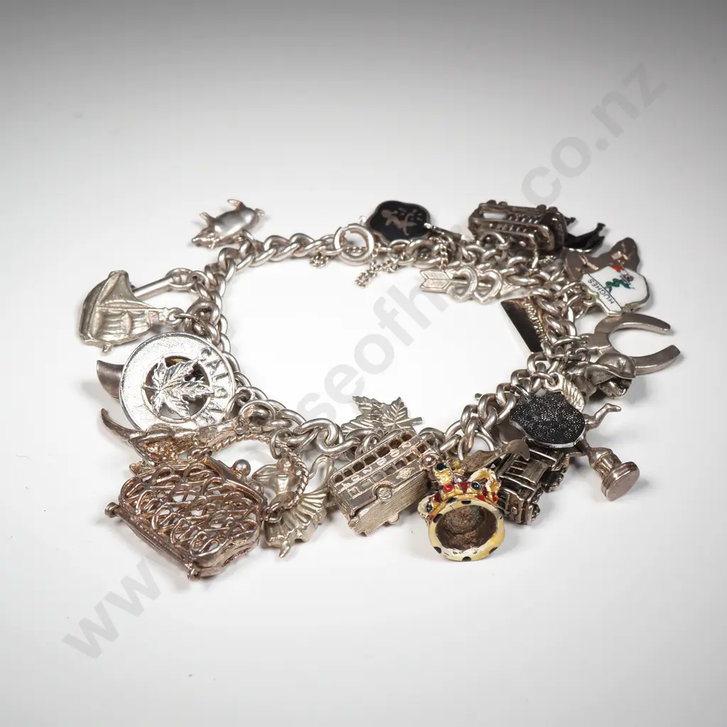 Impressive Sterling Silver Charm Bracelet w 27 Charms Image 1++