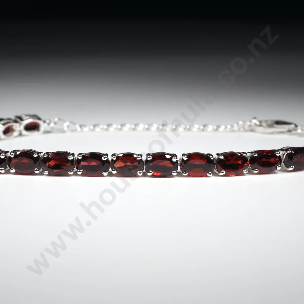 Sterling Siver Garnet Tennis Bracelet Image 1++