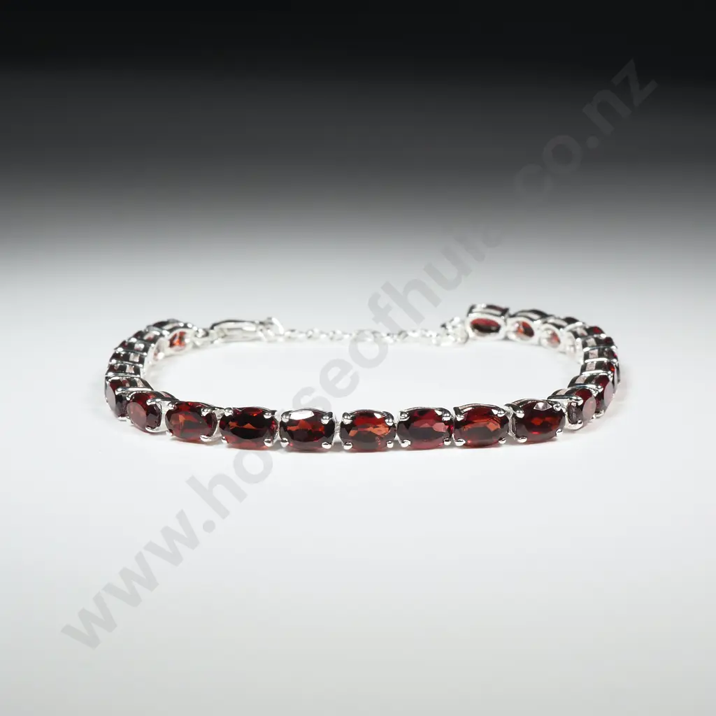 Sterling Siver Garnet Tennis Bracelet Image 1++