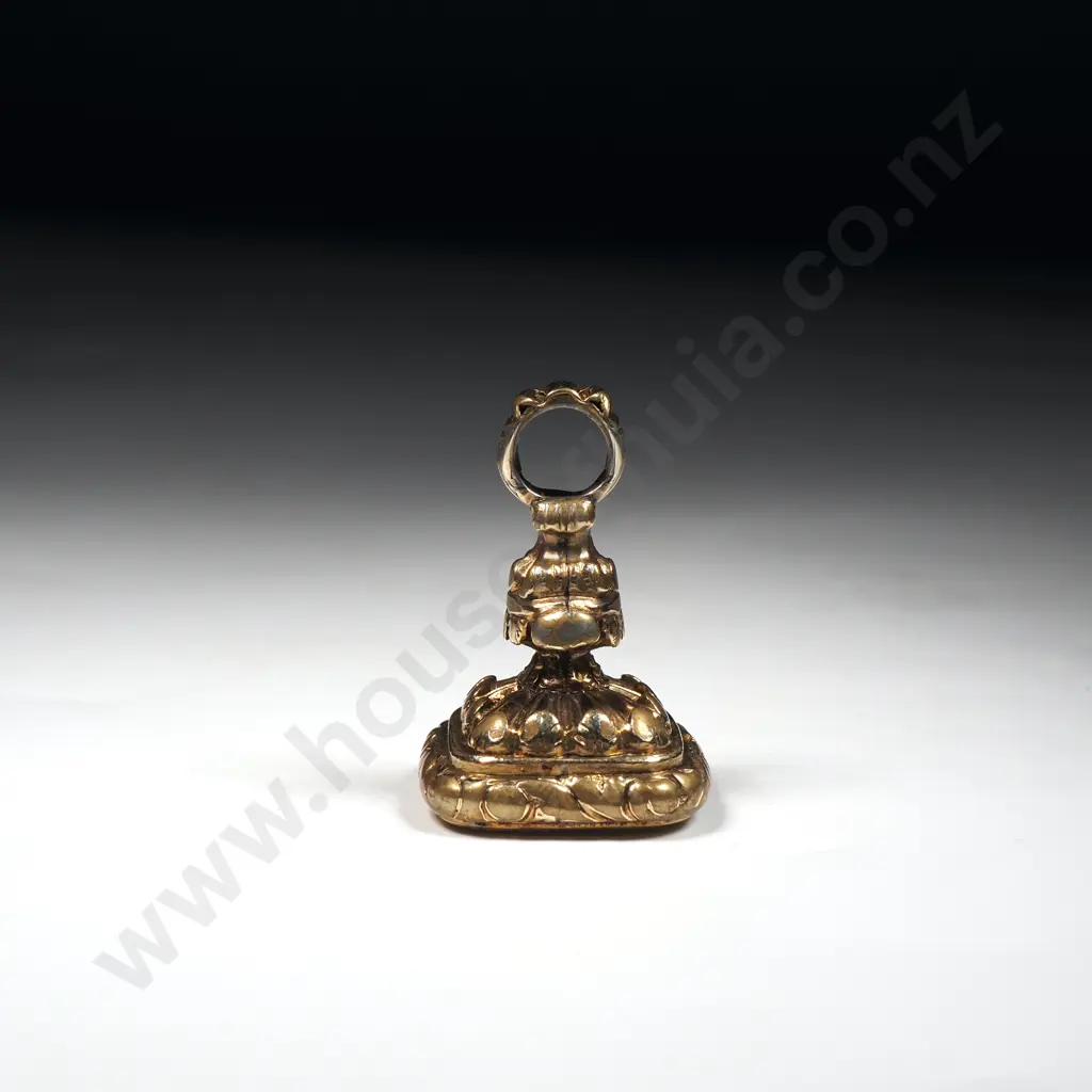 Antique Fob Seal in Rolled Gold w Carved White Chalcedony "MCJ" on Base Image 1++