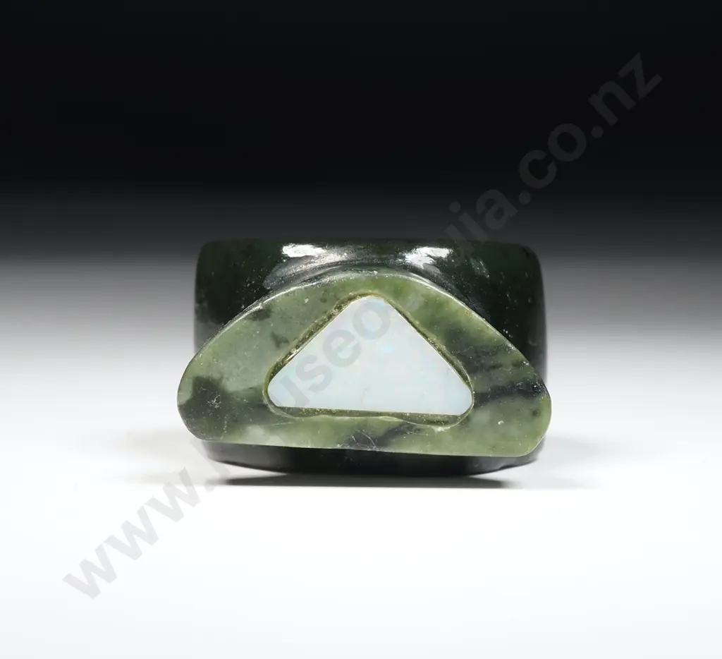 Impressive Carved Greenstone & Opal Ring Image 1++
