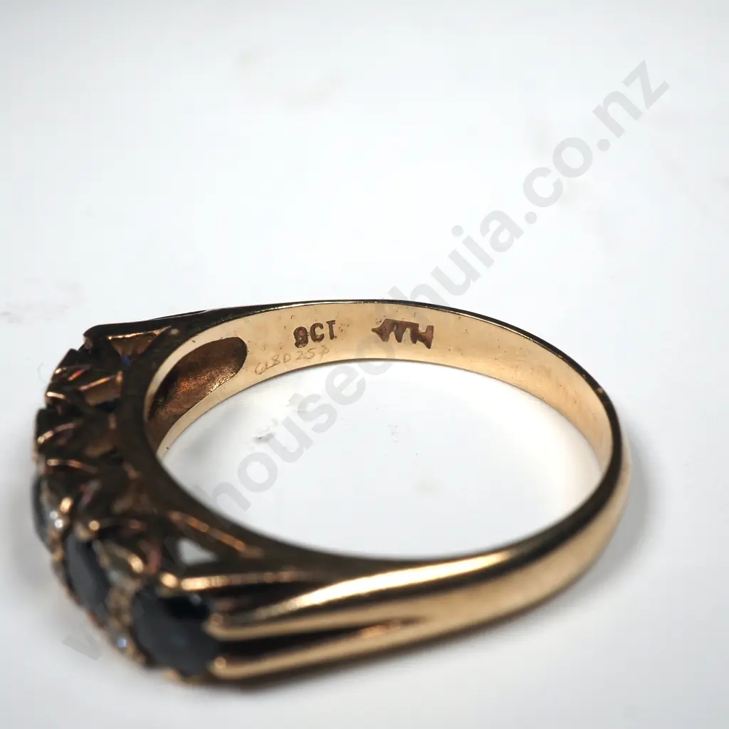 9ct Gold Bluestone Bridge Ring Image 1++