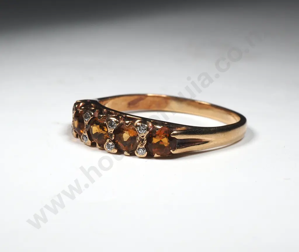 9ct Gold Orange Gem Ring Image 1++