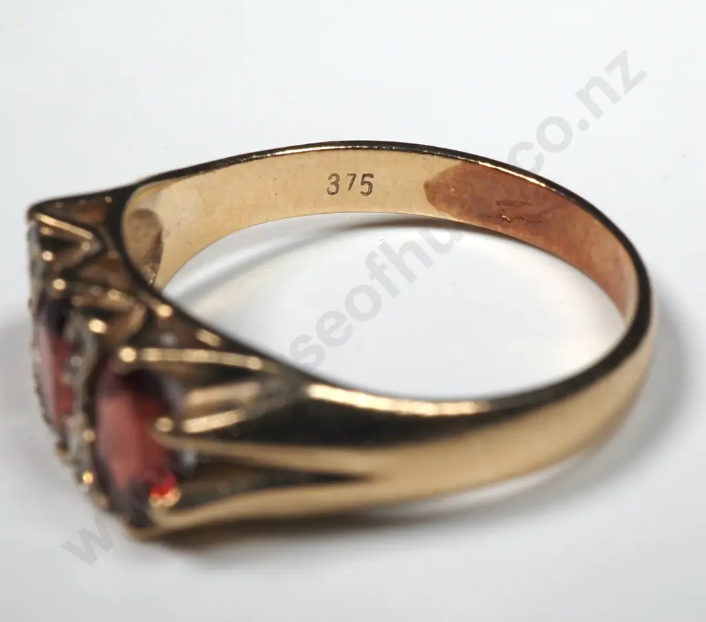 9ct Gold Red Gem Ring Image 1++