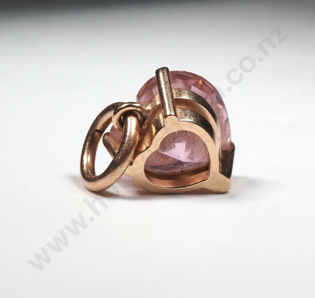 9ct Gold Pink Heart Pendant Image 1++
