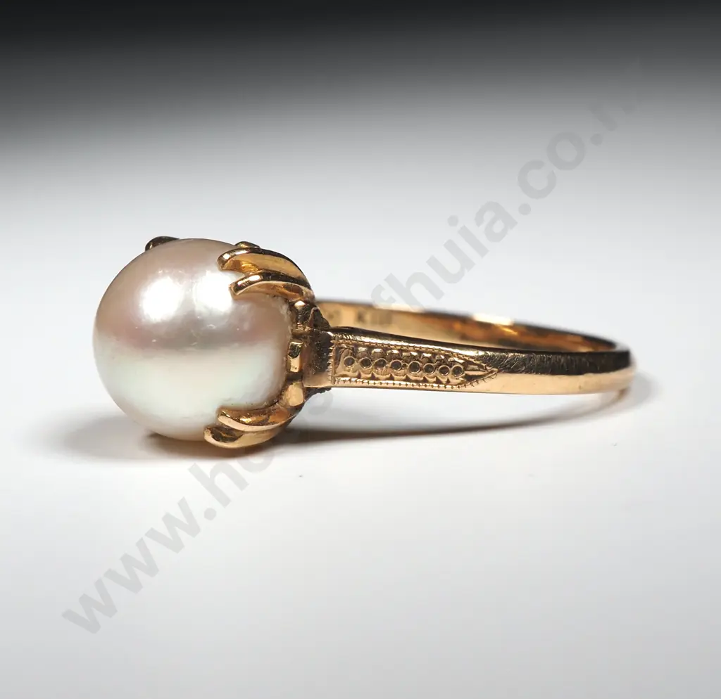 18ct Gold Pearl Ring Image 1++