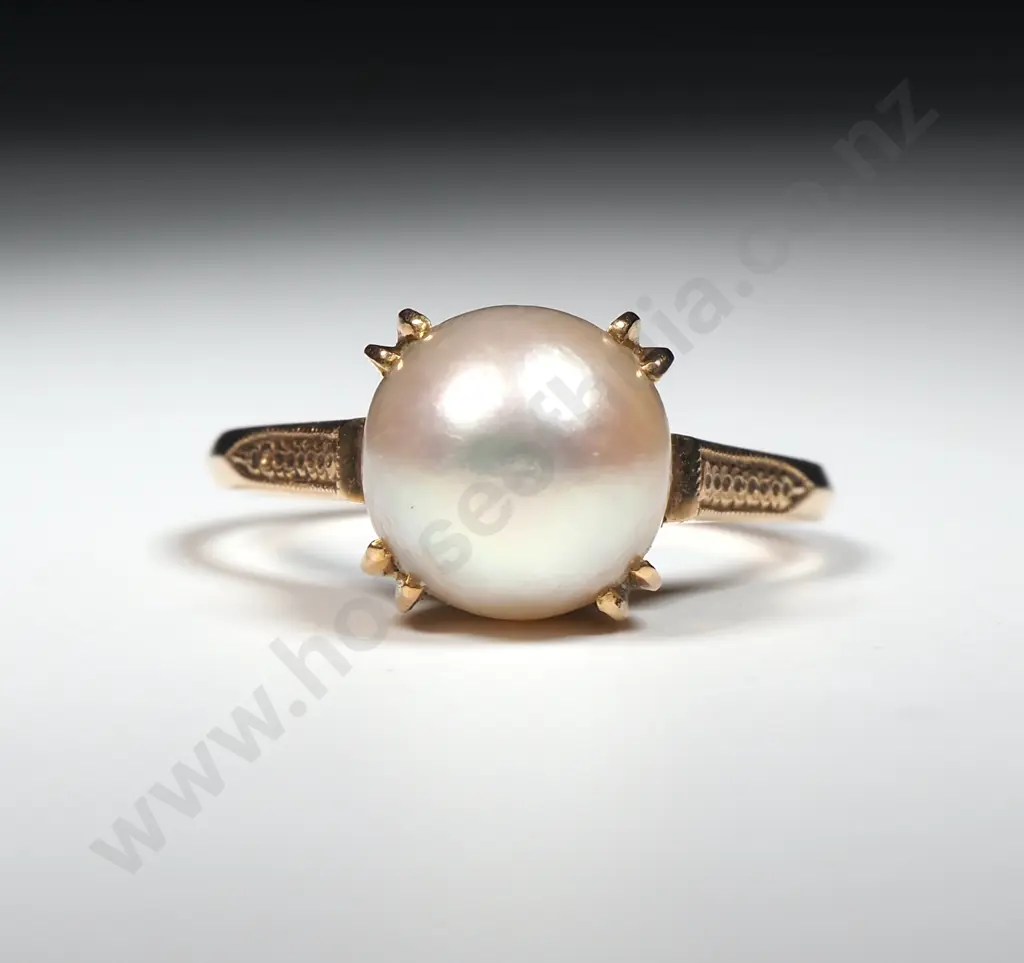 18ct Gold Pearl Ring Image 1++