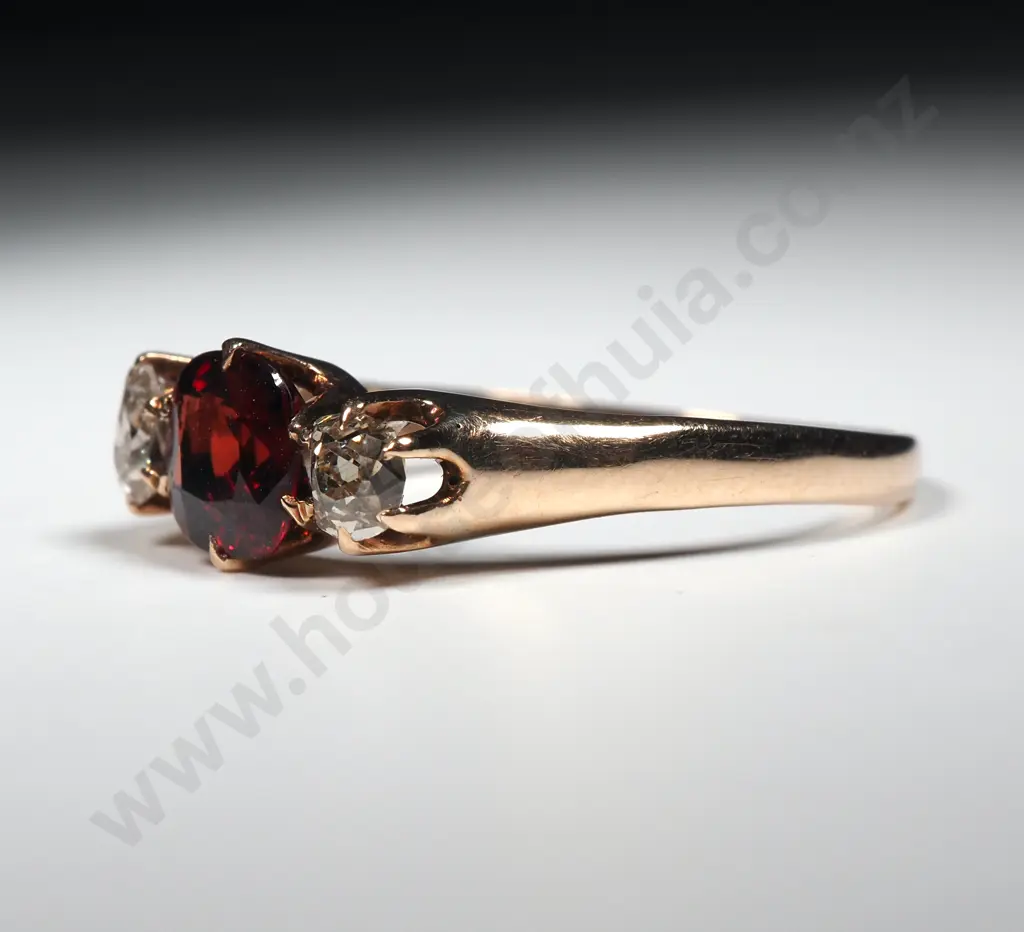 9ct Rose Gold Antique Garnet & Diamond Ring Image 1++