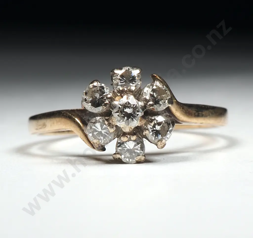 Modern 9ct Gold Diamond Dress Ring Image 1++
