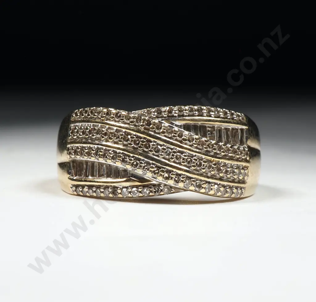 Modern 9ct Gold & Diamond Dress Ring Image 1++